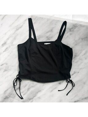 LOVE TO BE LOVED Black Gathered Side Crop Tank Top Size 3X NEW NWT